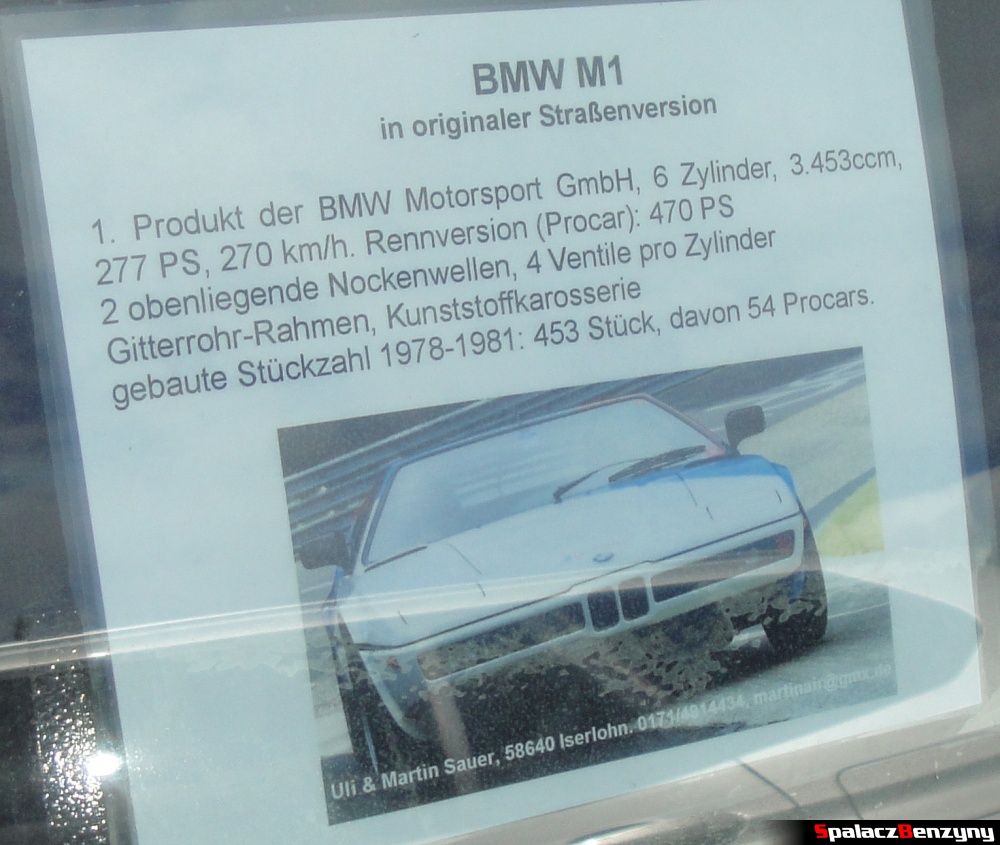 BMW M1 informacje na Nurburgring Nordschleife