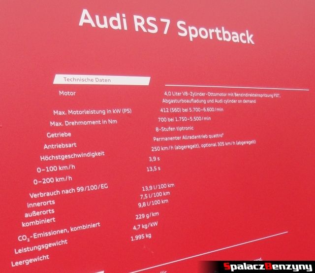 Dane techniczne Audi RS7 na Worthersee 2013