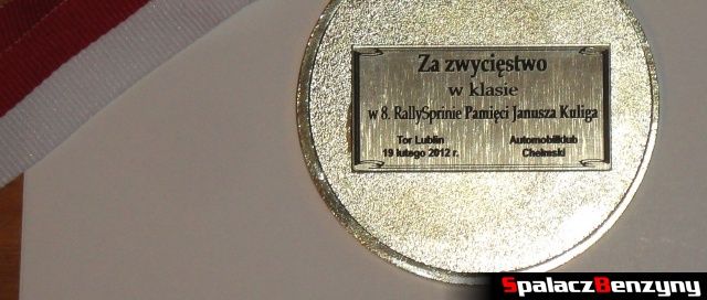 Medal za zwycięstwo w klasie Profi podczas Rally Sprint Kuliga 2012 w Lublinie