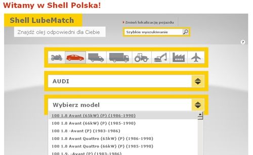 Shell LubeMatch wyszukiwarka