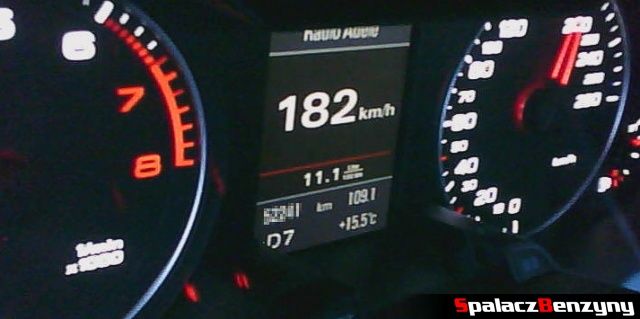 Spalanie benzyny 180 km h w 2.0 TFSI Audi quattro s-tronic